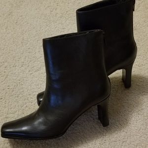 Vaneli Chocolate Brown Leather Ankle Boots